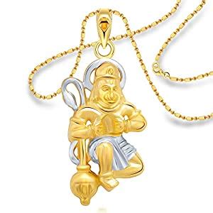 Vighnaharta Jai Hanuman Gold and Rhodium Plated God Pendant for Men ...