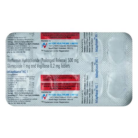 Buy ISTAPHASE MG 1 TABLET 1 online | Uses, Side Effects, Price and ...