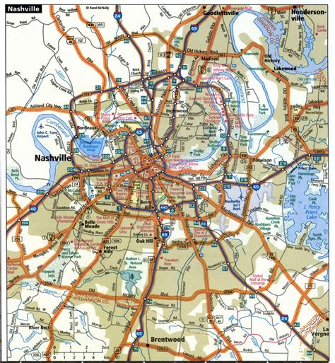 Nashville city road map for truck drivers area town toll free highways ...