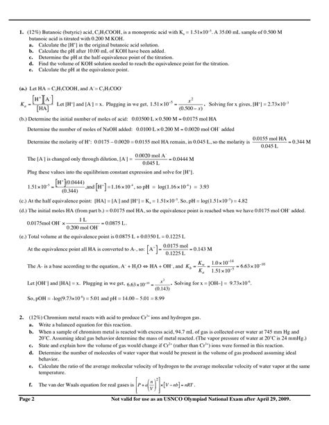 SOLUTION: 2009 usnco exam part ii - Studypool