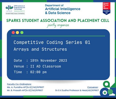 COMPETITIVE CODING SERIES_01 “ARRAYS AND STRUCTURES”, KPR Institute ...