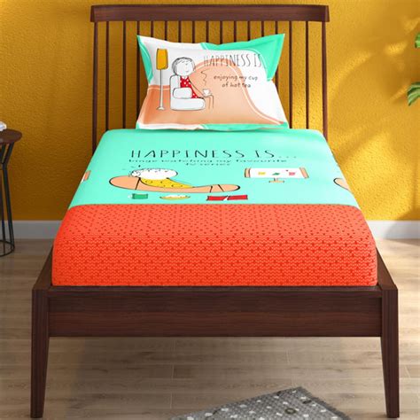 Buy PORTICO Happiness Is Cotton 144TC Printed 2Pc Single Bedsheet Set ...