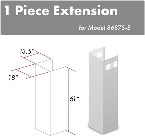 ZLINE 8687SE 61 Inch Chimney Extension for Ceilings up to 12.5 ft.