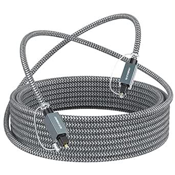SCETREND Optical Audio Cable 20 Feet, Digital Fiber Optic Audio Spdif ...