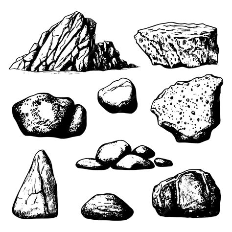Set of stones and rocks hand drawn illustration | Premium Vector