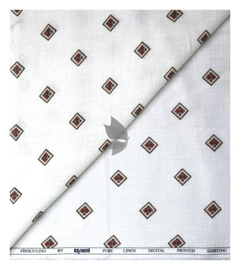 Raymond 100% Pure Linen White (Ivory) color Printed Unstitched Shirt ...