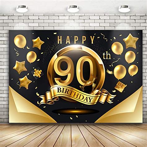 Buy Happy 90th Birthday Backdrop for Men Women | 90 Birthday Backdrop ...