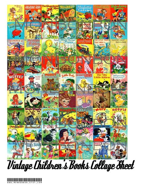Digital Download 63 Vintage Children's Books Collage Sheet