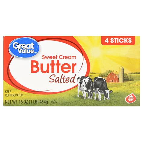 Great Value Salted Sweet Cream Butter, 16 oz, 4 Sticks - Walmart.com