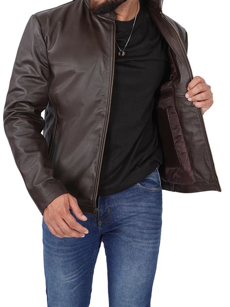 Mens Dark Brown Cowhide Leather Jacket – Decrum
