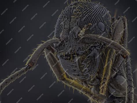 Premium Photo | Microscopic head detail of tooth ant odontoponera sp arthropoda phylum ponerinae ...