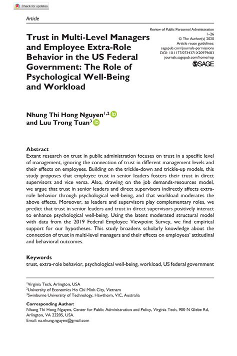 Trust paper - bài báo thôi mng ơi - doi/10.1177/0734371X Review of Public Personnel ...