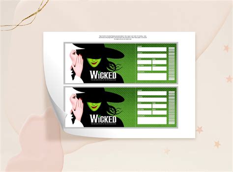 Printable WICKED Broadway Surprise Ticket, Editable Musical Ticket ...