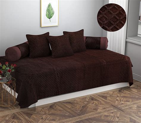 Zesture Bring Home Premium Embossed Velvet Pixel Design 6 Piece Diwan ...