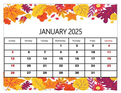 January 2025 Calendar Printable PDF Template with Holidays