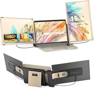 Maxfree Laptop Screen Extender, 15.6" FHD 1080P IPS Triple Monitor, 2 ...