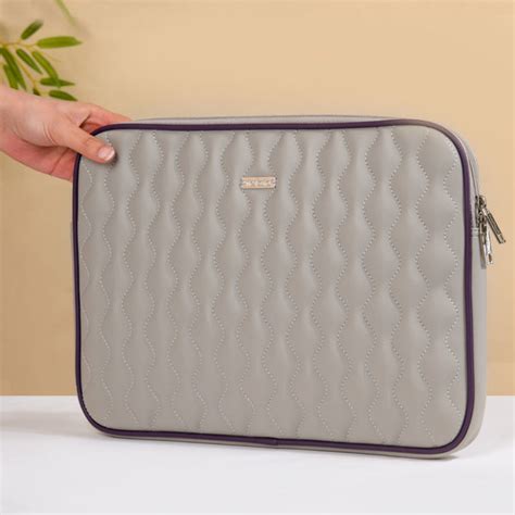 Soft Vegan Leather Laptop Sleeve Grey Online - Premium Laptop Bag ...