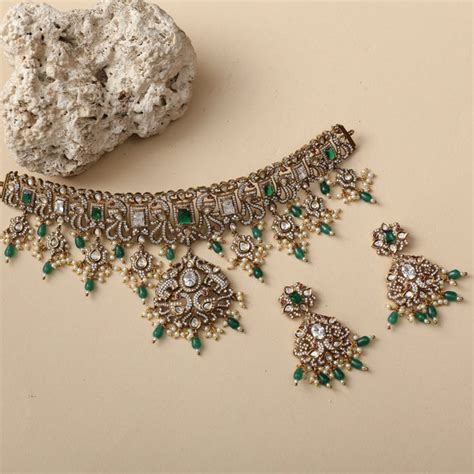 Shop Tarinika's Edith Nakshatra CZ Choker Set | Indian Jewelry ...
