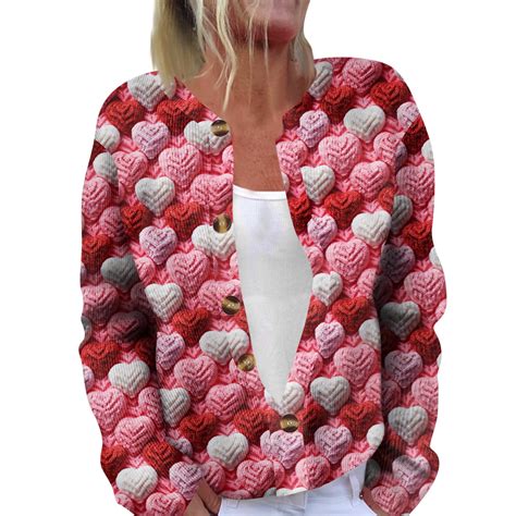 TQWQT Knitted Valentines Day Sweater Women 2025 Plus Size Open Front ...