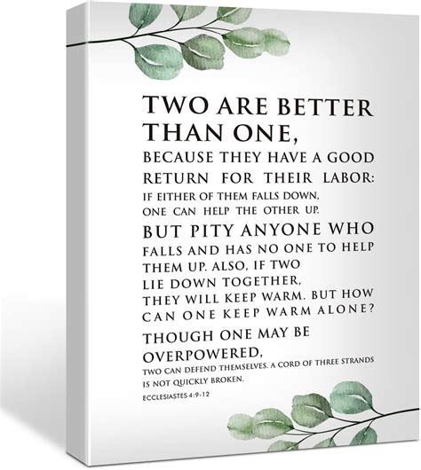 Amazon.com: Inspirational Bible Verse Two are Better Than One Canvas ...
