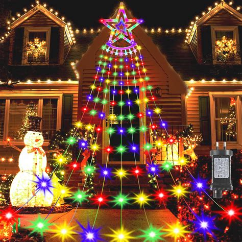 Christmas Lights Outdoor 360 LED, Waterfall Christmas String Lights ...