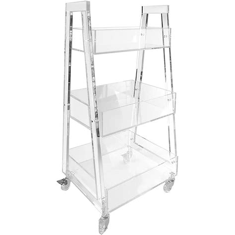 Designstyles Acrylic 3-Level Display Cart on Wheels, Clear (DST-A3DCW ...