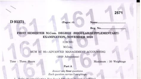 Advanced Management Accounting MCM 1C - Final Exam Questions (2020 ...