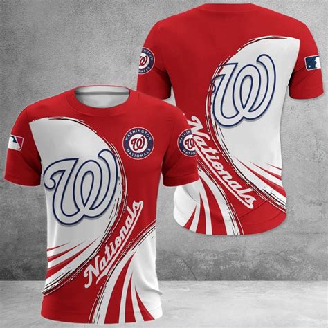 Washington Nationals MLB Team Name And Circle Logo Printed 3D T-shirt ...