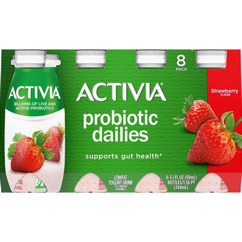 Activia Probiotic Dailies Strawberry Yogurt Drink, 3.1 Oz., 8 Count ...