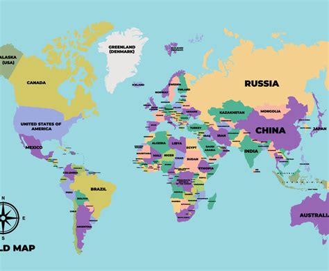 World Map with Country Names 的图像结果