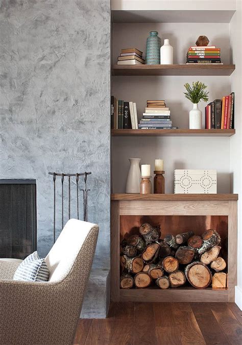 living room indoor firewood storage