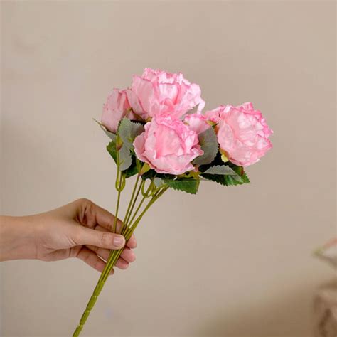 Peony Artificial Flower Bunch Pink Online - Premium Artificial Flower ...