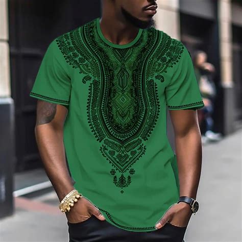 Men's Graphic Color Block Tribal T Shirt Short Sleeve T shirt 3D Print ...