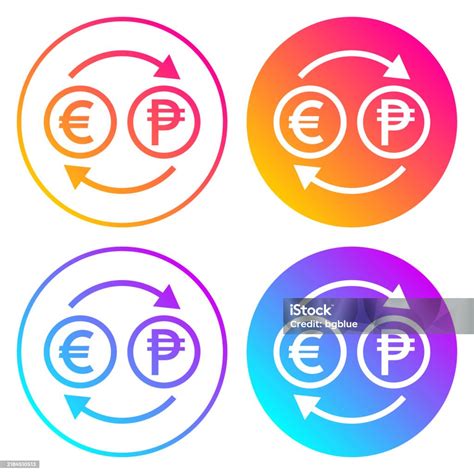 Currency Exchange Euro Peso Round Icons With Color Gradients Stock ...