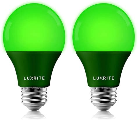 Luxrite A19 LED Green Light Bulbs 60W Equivalent Non-Dimmable UL Listed ...