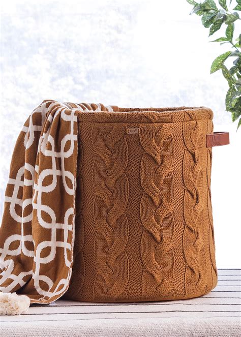 Get Classical Cotton Knitted Storage Home Basket with Handles (Bronze ...