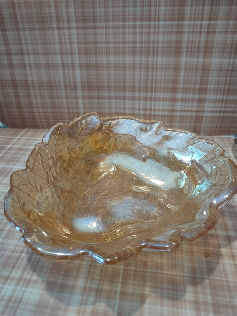 Vintage Loganberry Carnival Glass Bowl - Etsy