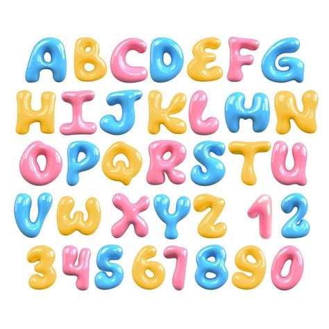 3D Bubbly Letters Clipart PNG Bundle Shiny Bubble Font Alphabet Bubble ...
