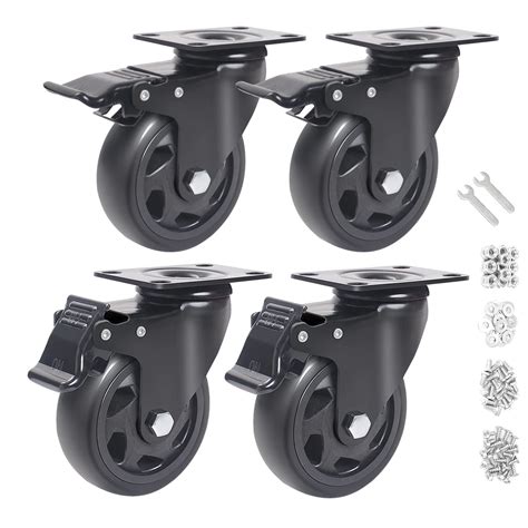 4 Inch Caster Wheels 2000lbs,Casters Set of 4,Heavy Duty Plate Casters ...