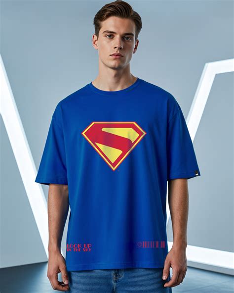Buy Men's Blue Superman Logo Graphic Printed Oversized T-shirt Online ...