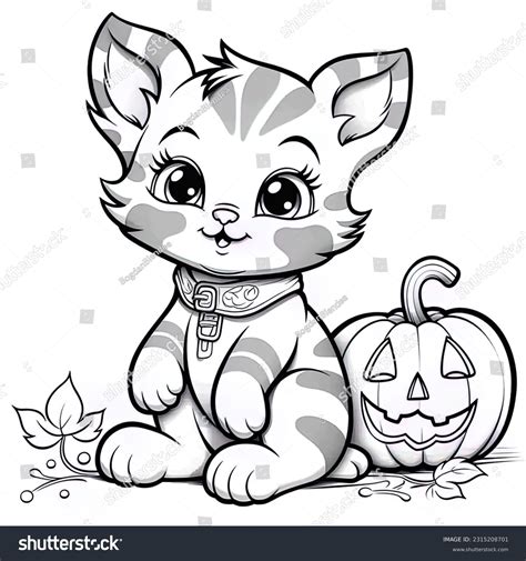 Cute Halloween Cat Coloring Page