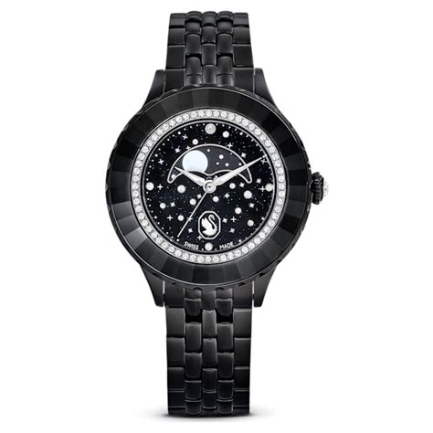 Octea Moon watch Swiss Made, Moon, Metal bracelet, Black, Black finish