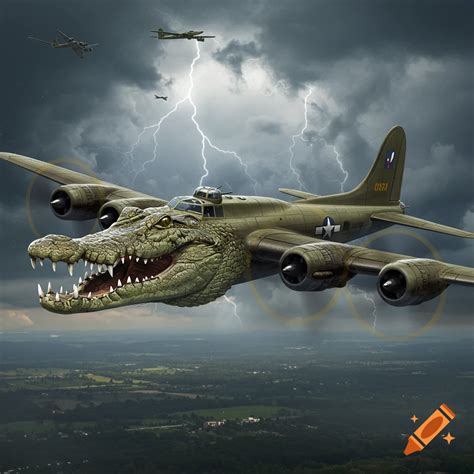Bomber airplane with crocodile head on Craiyon