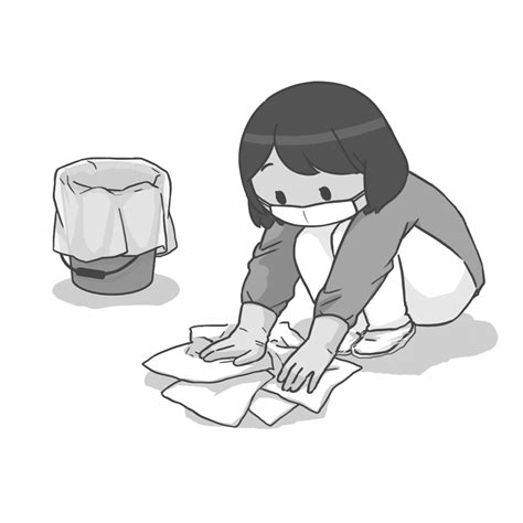 嘔吐物の処理をしているお母さんのイラスト🎨【フリー素材】｜看護roo![カンゴルー]