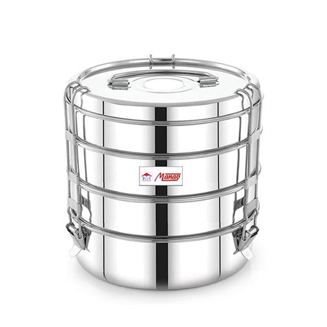 Buy FUTENSILS Manav Stainless Steel Tiffin Box Clip Model,4-Tier-Size ...