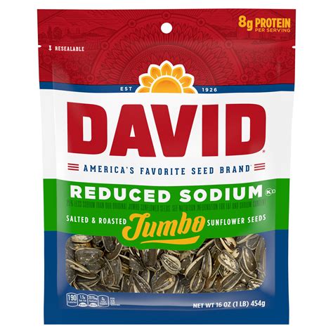 DAVID Reduced Sodium Jumbo Sunflower Seeds, 16 oz. - Walmart.com