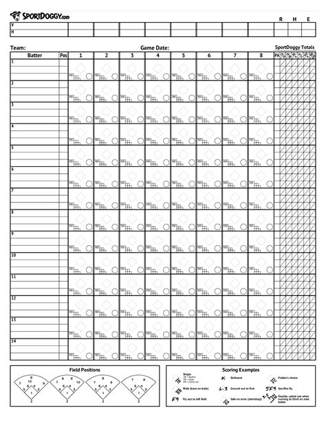 Baseball Softball Score Sheet Printable