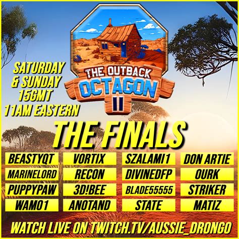 4 hours from now, The Outback Octagon 2 goes live with the FINAL 16! 4 ...