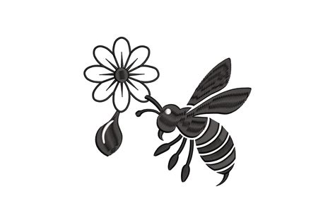 Honey Bee with Flower · Creative Fabrica