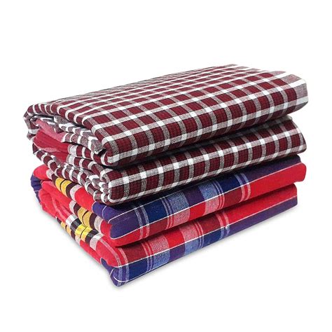 Gamcha Cotton Bath Towel Gamosa for Men and Women with Checks Set of 2 ...